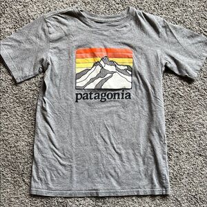 Patagonia Kids Gray Tee with Mountain Graphic